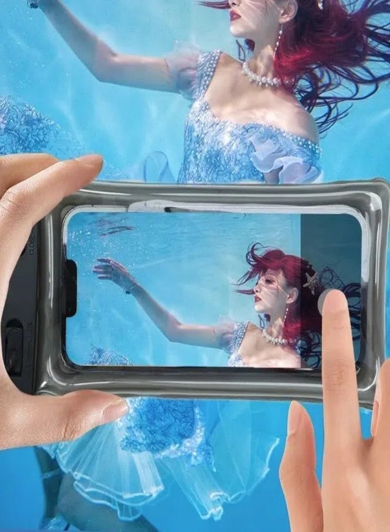 تشو داي جراب هاتف مقاوم للماء، جراب هاتف قابل للطفو ومقاوم للماء مع شاشة تعمل باللمس، جراب هاتف محمول عالمي مقاوم للماء IPX8، للتصوير تحت الماء، للسباحة، والتجديف، والغوص، لجميع الموديلات (أسود) - Image 4