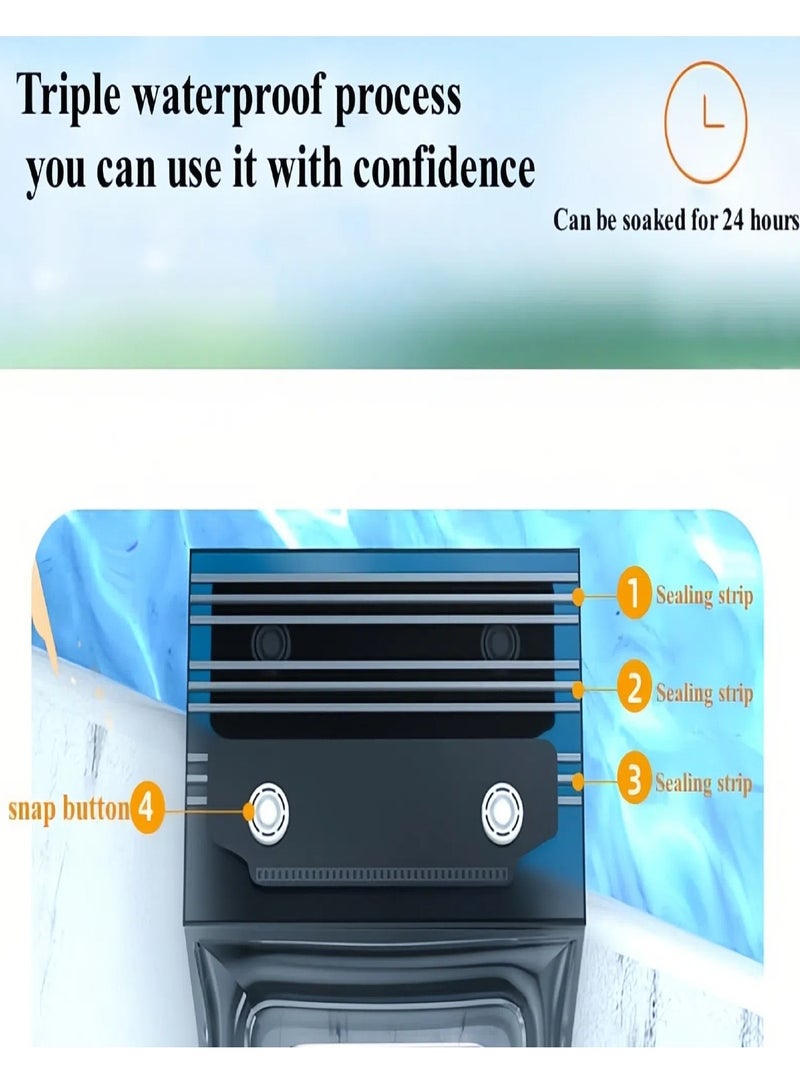 تشو داي جراب هاتف مقاوم للماء، جراب هاتف قابل للطفو ومقاوم للماء مع شاشة تعمل باللمس، جراب هاتف محمول عالمي مقاوم للماء IPX8، للتصوير تحت الماء، للسباحة، والتجديف، والغوص، لجميع الموديلات (أسود) - Image 5