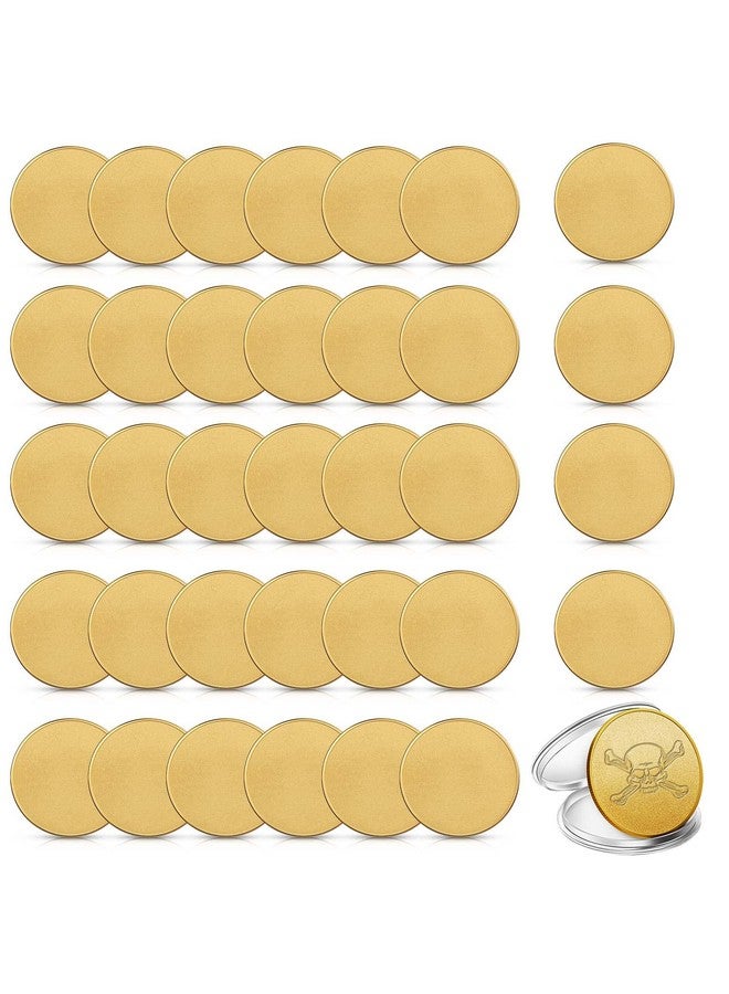 Yinkin 30 Pcs Blank Challenge Coins For Engraving Blanks Coin Threaded Edged 40 Mm With Acrylic Protection Box Laser Engraveable Stamping Coin For Diy Crafts Collection Supplies (Gold) - Image 1