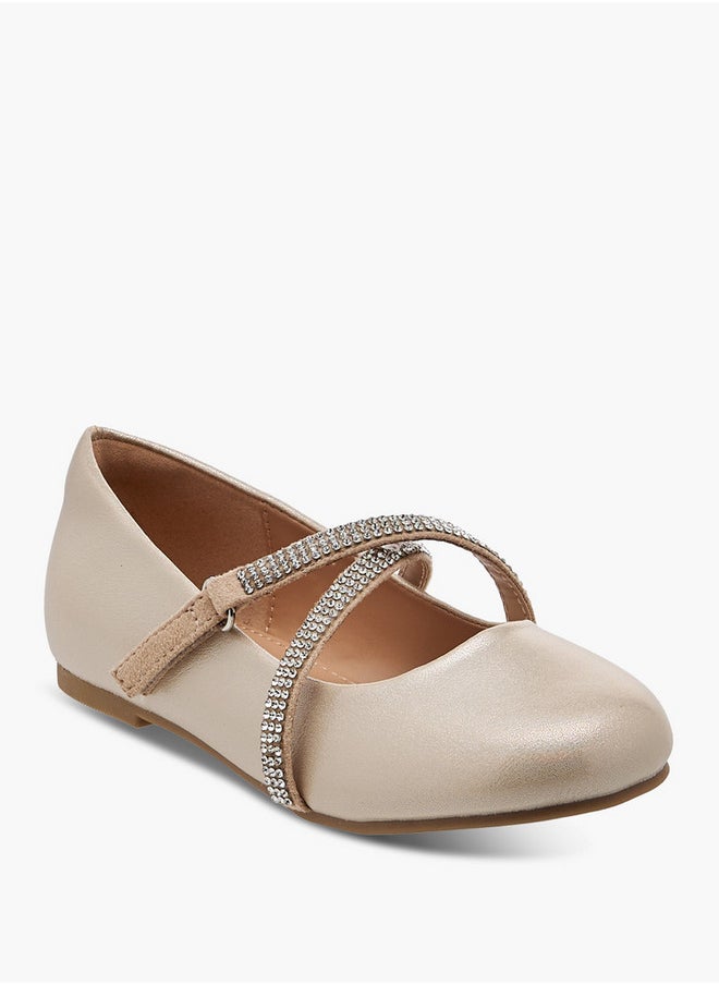 JUNIORS Girls Embellished Mary Jane Shoes with Hook and Loop Closure  - Image 2