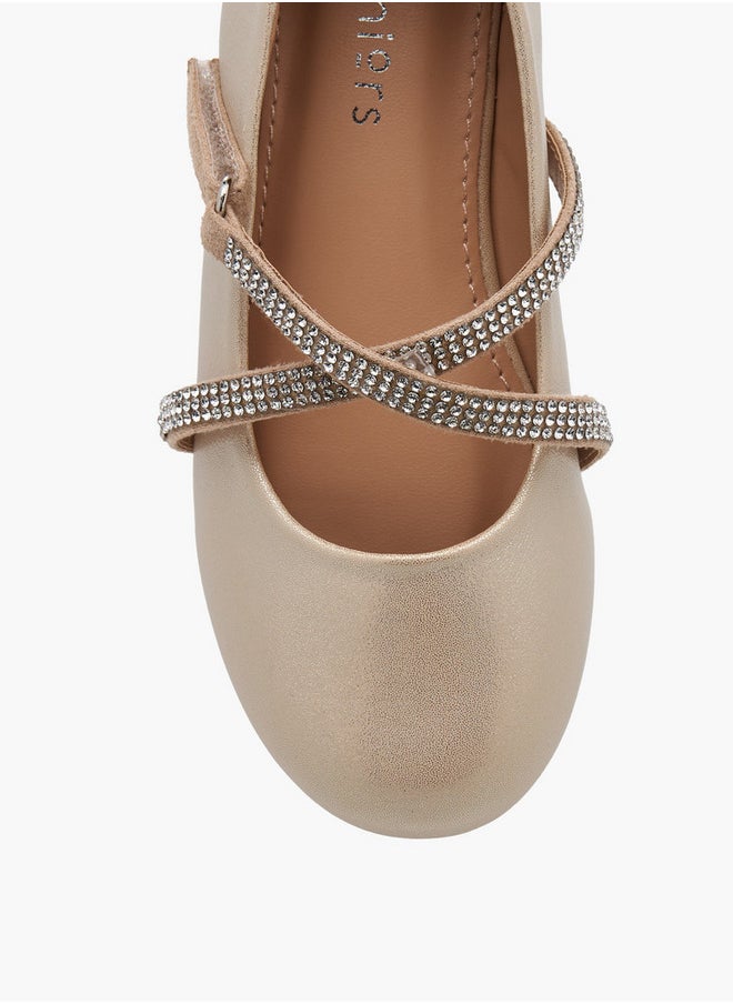 JUNIORS Girls Embellished Mary Jane Shoes with Hook and Loop Closure  - Image 4