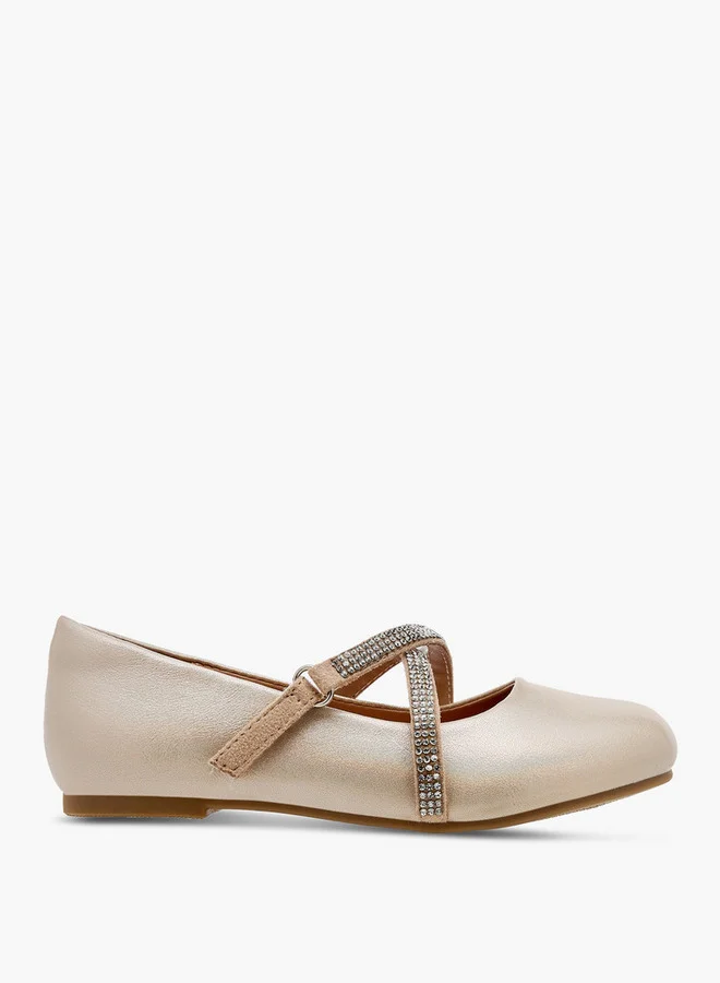 JUNIORS Girls Embellished Mary Jane Shoes with Hook and Loop Closure