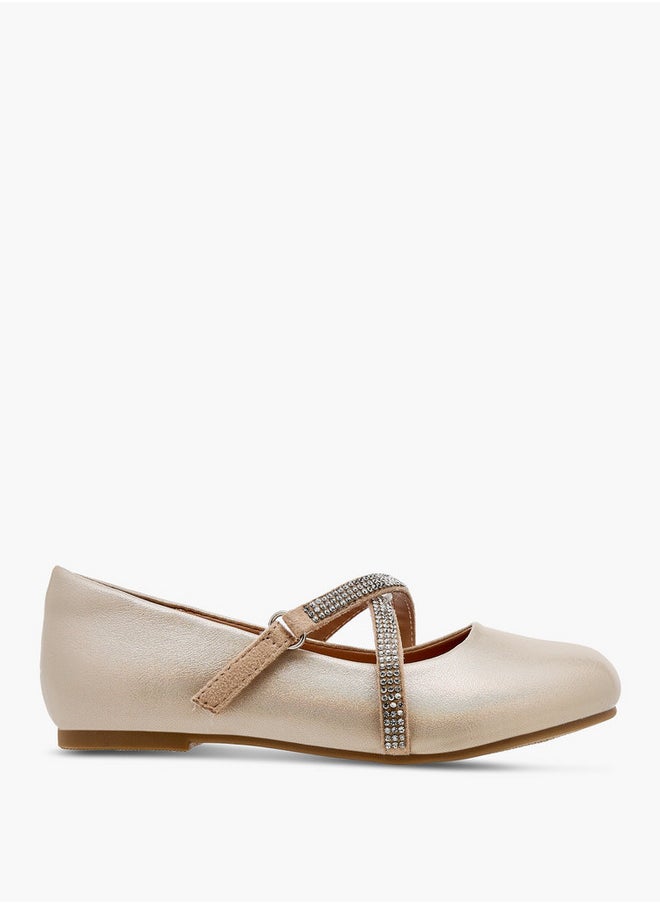 JUNIORS Girls Embellished Mary Jane Shoes with Hook and Loop Closure  - Image 3