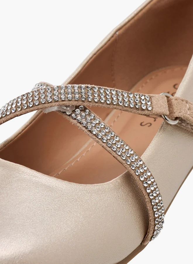 JUNIORS Girls Embellished Mary Jane Shoes with Hook and Loop Closure