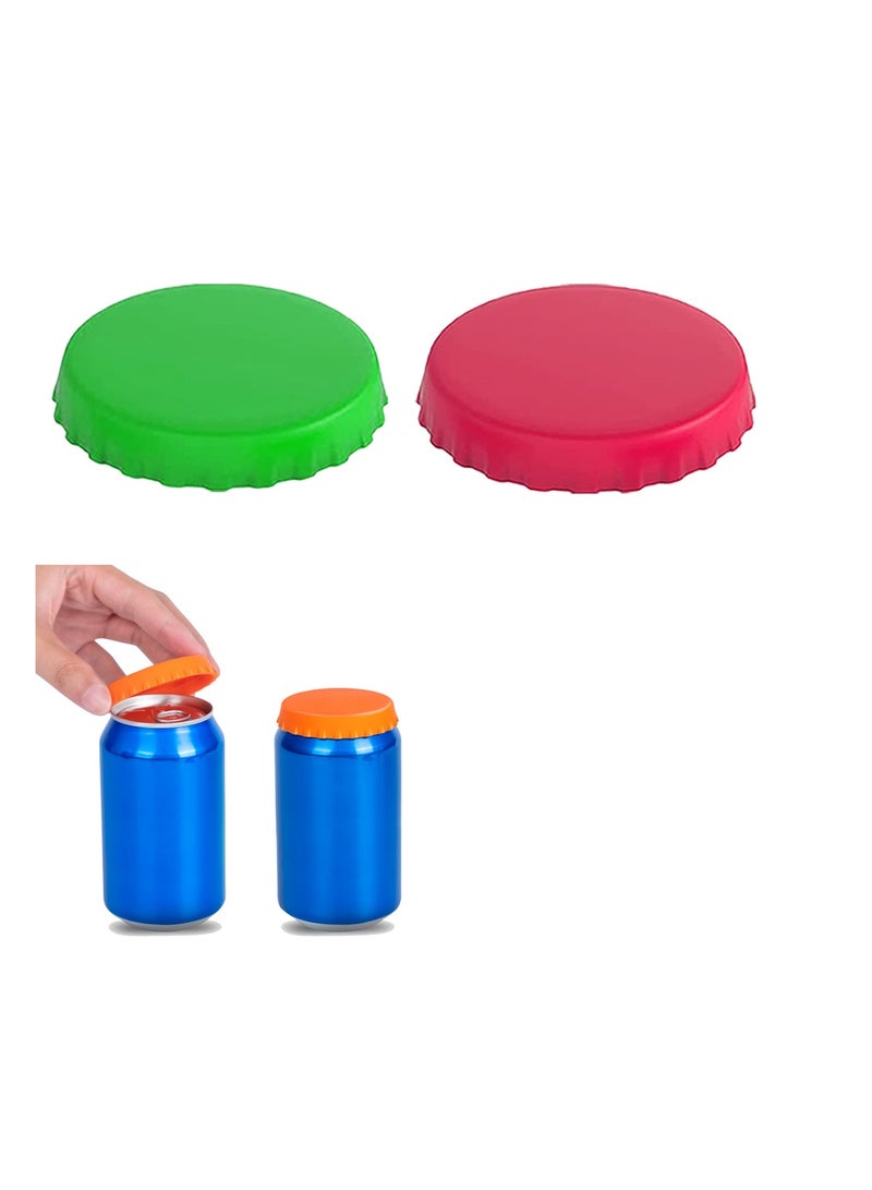 SYOSI Silicone Can Lids Soda Or Beverage Can Lid Cover Or Protector Reusable Can Lids Can Covers Can Cap Can Saver Can Stopper Cans Mark Can Cover Or Protector Fits Standard Soda Cans (Redgreen)  - Image 1