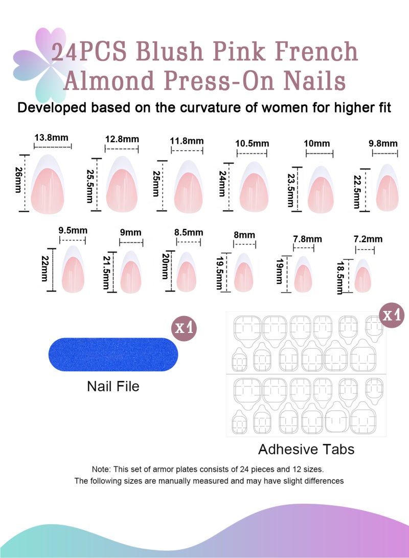 HomarKet 24Pcs French Tip Press on Nails Medium Almond Fake Nails with 3D Bow Designs Acrylic Nails Kit Nude Pink False Nails Cute Gentle Style Glue on Nails Reusable Stick on Nails for Women - Image 4