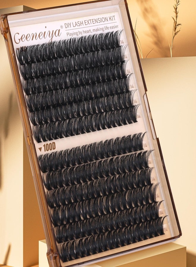Geeneiya 14MM Volume Lash Clusters Kit DIY Lash Extension Kit D Curl Eyelash Extensions with Waterproof Lash Bond and Seal Waterproof Tweezers, Only 14MM, 80D+100D - Image 4
