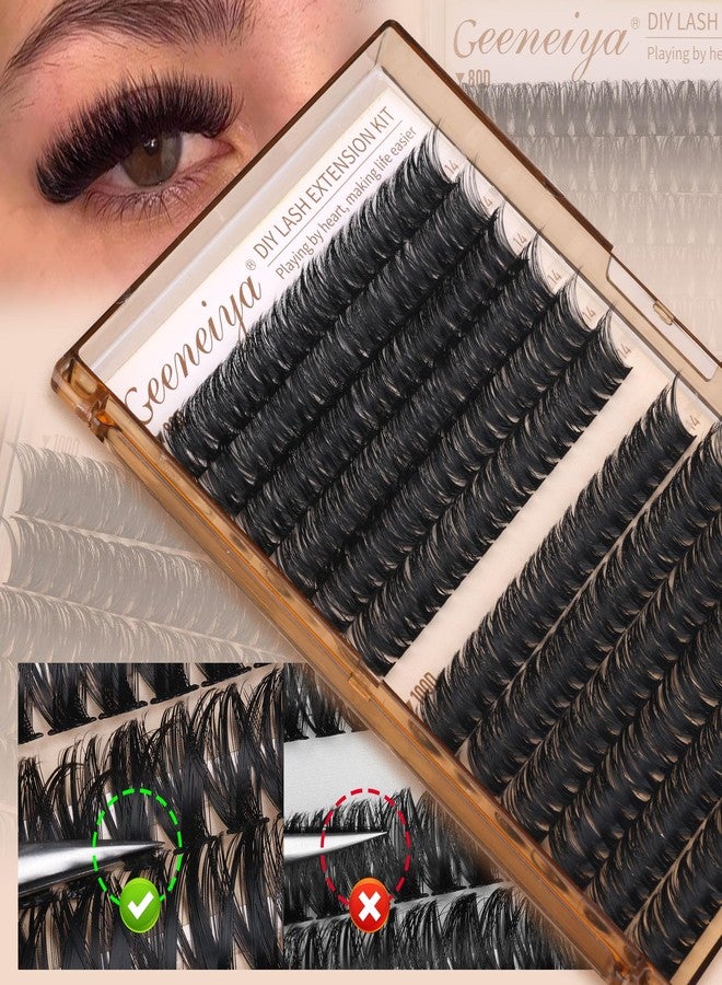 Geeneiya 14MM Volume Lash Clusters Kit DIY Lash Extension Kit D Curl Eyelash Extensions with Waterproof Lash Bond and Seal Waterproof Tweezers, Only 14MM, 80D+100D - Image 5