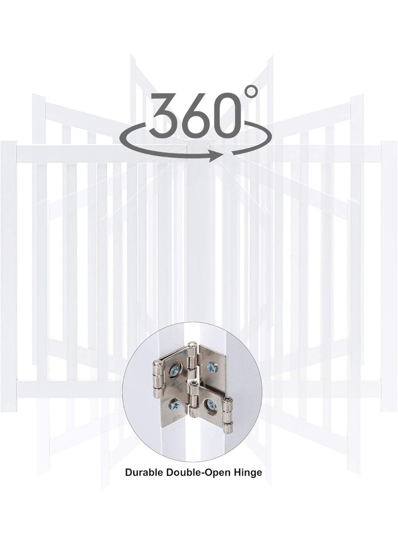 LZRS Oak Wood Foldable Pet Gate,Wooden Dog Gate,Cat Gate,Pet Gate with Pet Collar for House Doorway Stairs,Freestanding Indoor Outdoor Gate Safety Fence，3 Panel 24"-White - Image 5