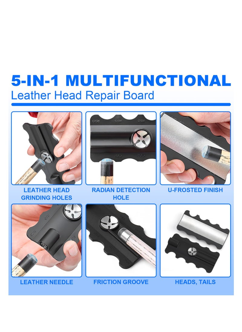 5-in-1 Cue Tip Shaper and Trimmer Tool for Snooker and Pool Cues, Durable Plastic and Stainless Steel Construction, Essential Accessory for Quick Repairs and Maintenance of Pool Table Games.