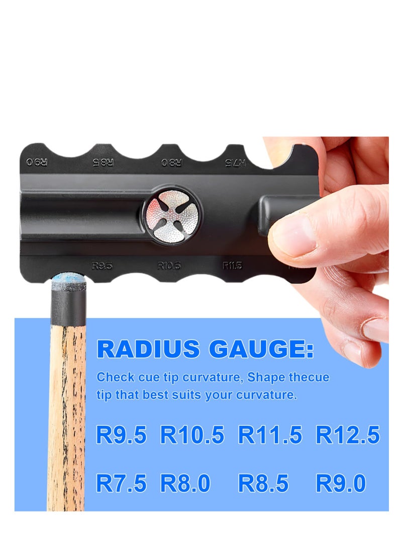 5-in-1 Cue Tip Shaper and Trimmer Tool for Snooker and Pool Cues, Durable Plastic and Stainless Steel Construction, Essential Accessory for Quick Repairs and Maintenance of Pool Table Games.