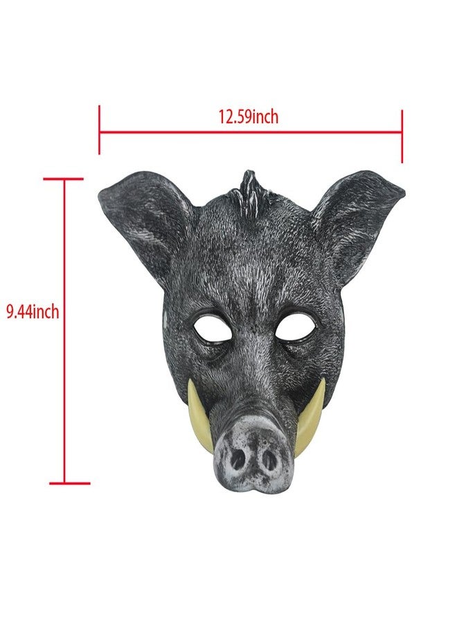 Hosfairy 1Pcs Halloween Horror Animal Wild Boar Mask Pig Mask for Halloween Christmas Masquerade Carnival Costume Party Props (Black) - Image 5