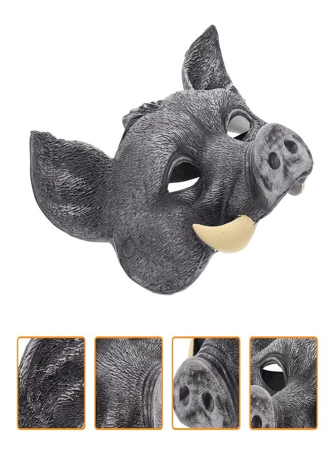 Hosfairy 1Pcs Halloween Horror Animal Wild Boar Mask Pig Mask for Halloween Christmas Masquerade Carnival Costume Party Props (Black) - Image 3