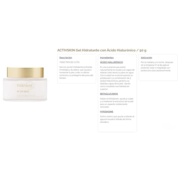 Terramar Activskin Hydrating Facial Gel, with Hyaluronic Acids, 5-Layer Deep Moisturization, All Skin Types, 50g - Image 2
