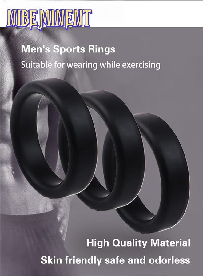 NIBEMINENT 3-Piece Silicone Ring Set – Men's Elastic Fitness Ring, Waterproof & Wear-Resistant - Image 1