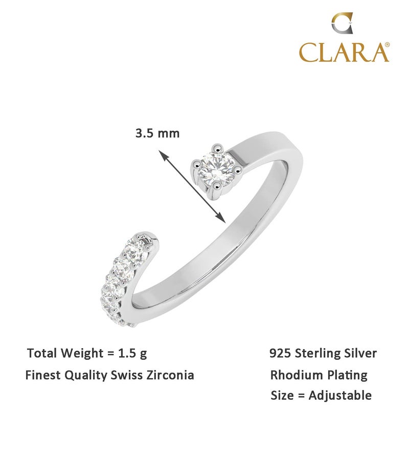 CLARA Pure 925 Sterling Silver Minimal Office wear Finger Ring with Adjustable Band | Gift for Women Girls Wife Girlfriend | Multiple Design Options - Image 5