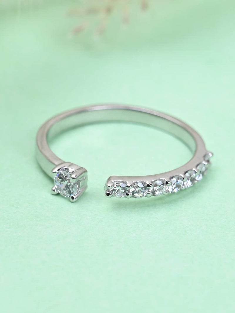 CLARA Pure 925 Sterling Silver Minimal Office wear Finger Ring with Adjustable Band | Gift for Women Girls Wife Girlfriend | Multiple Design Options - Image 2