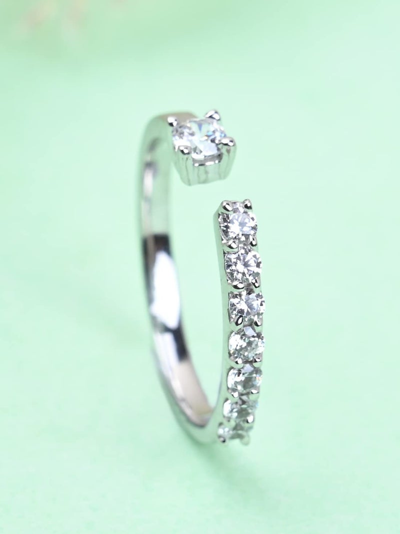 CLARA Pure 925 Sterling Silver Minimal Office wear Finger Ring with Adjustable Band | Gift for Women Girls Wife Girlfriend | Multiple Design Options - Image 3