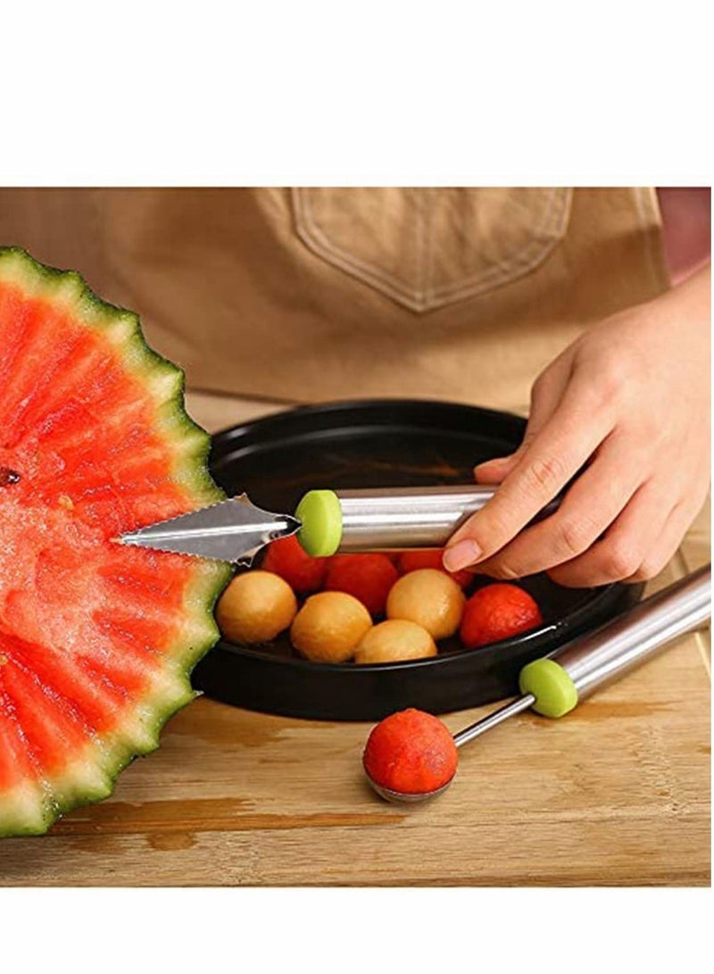 Excefore طقم أدوات الفاكهة، مغرفة البطيخ، نازع قلب الفاكهة، ملعقة الفاكهة، سكين نحت الفاكهة، ٤ قطع من الفولاذ المقاوم للصدأ مناسب للطعام مجموعة مساعدات المطبخ - Image 4