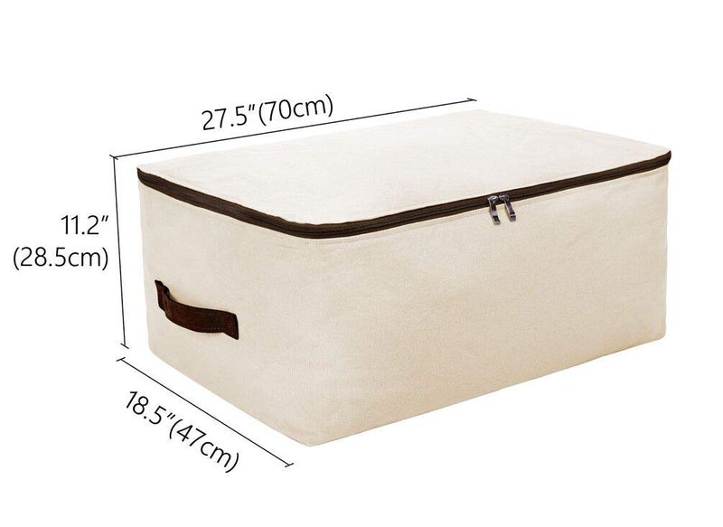 iwill CREATE PRO Canvas Household Jumbo Collapsible Storage Bag Blanket Bag Closet Soft Storage Bag Sweater Organizer Box with Zipper and 2 Strong Handles Washable in WasherBeige by iwill CREATE PRO - Image 3