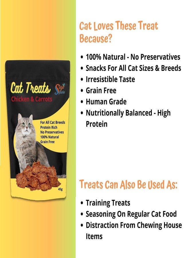 Sage Square Chicken & Carrot Cat Treat, Crunchy Protein Rich Snack 45g - Image 5