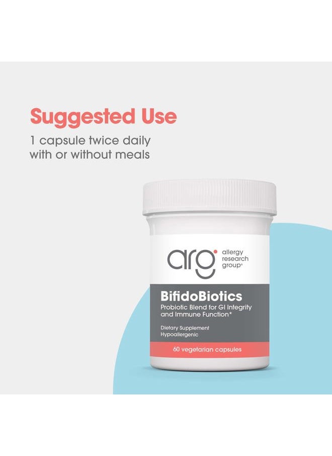 Allergy Research Group - BifidoBiotics - Probiotics for Men & Women, for Digestive Health, Bifidobacterium, Lactobif, Vegetarian Capsules - 60 Count - Image 1