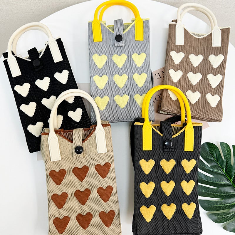 Explosive Exquisite Mobile Phone Bag Portable Simple Travel With Knitted Handbag Student Messenger Bag Large Capacity Fashion - Image 3