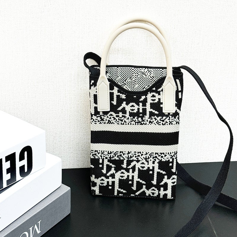Explosive Exquisite Mobile Phone Bag Portable Simple Travel With Knitted Handbag Student Messenger Bag Large Capacity Fashion - Image 1