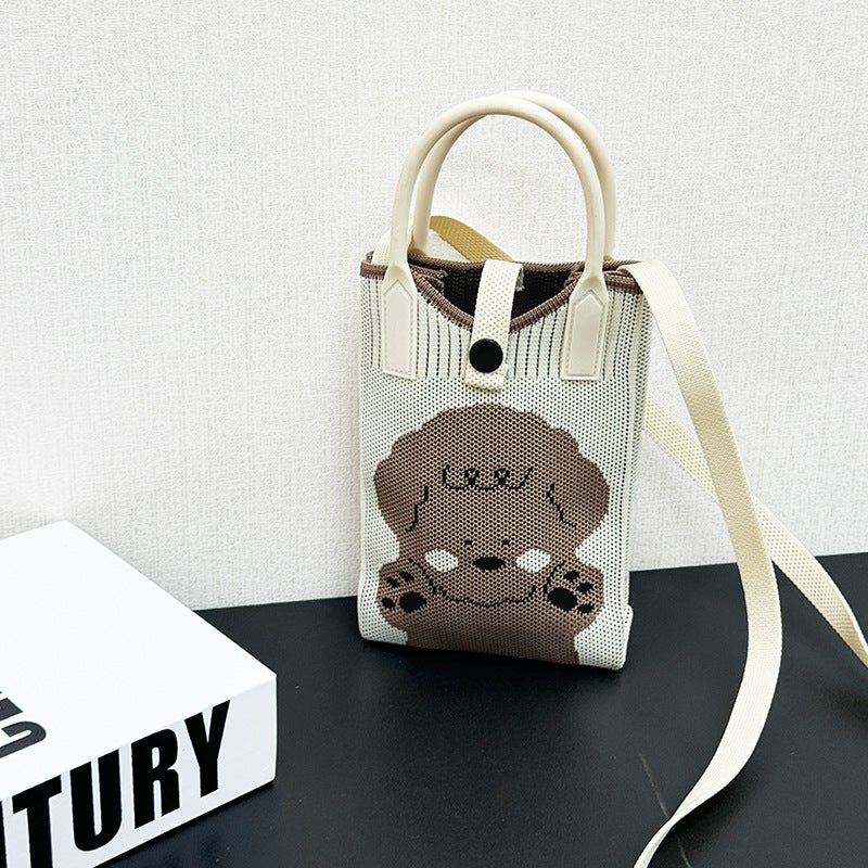Explosive Exquisite Mobile Phone Bag Portable Simple Travel With Knitted Handbag Student Messenger Bag Large Capacity Fashion - Image 5