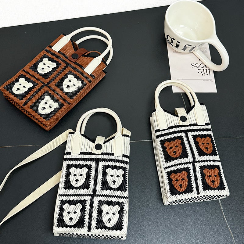 Explosive Exquisite Mobile Phone Bag Portable Simple Travel With Knitted Handbag Student Messenger Bag Large Capacity Fashion - Image 4