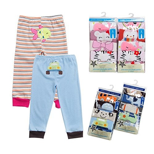 Monvecle Unisex Baby Multi Pieces Newborn to Toddler Cotton Long Pants Shorts Gift Sets (US, Age, 6 Months, 5pcs Random Color -Girl Pants) - Image 2