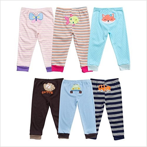 Monvecle Unisex Baby Multi Pieces Newborn to Toddler Cotton Long Pants Shorts Gift Sets (US, Age, 6 Months, 5pcs Random Color -Girl Pants) - Image 3