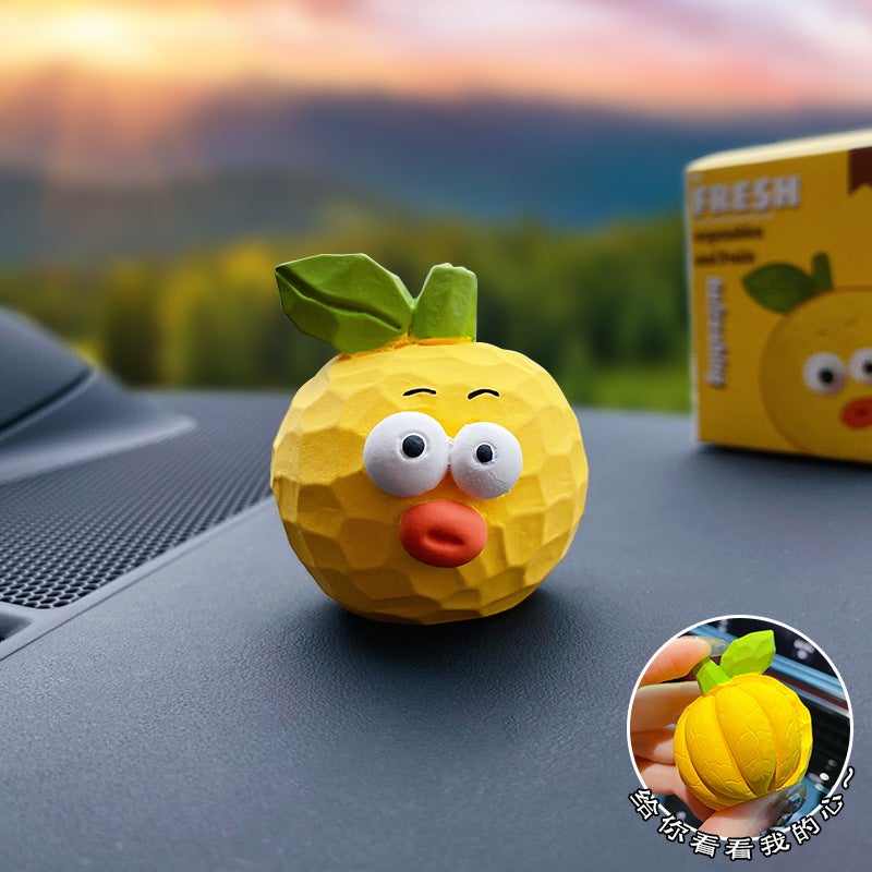 Creative Cartoon Resin Fruit Decorations for Home and Car - Cute & Stylish