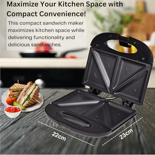Aulten 750 Watt 4 Slice Grill Sandwich Maker | Non Stick Coated Grill Plates | 1 Year Warranty | Black - Image 5