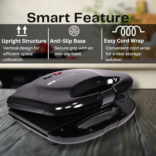 Aulten 750 Watt 4 Slice Grill Sandwich Maker | Non Stick Coated Grill Plates | 1 Year Warranty | Black - Image 4