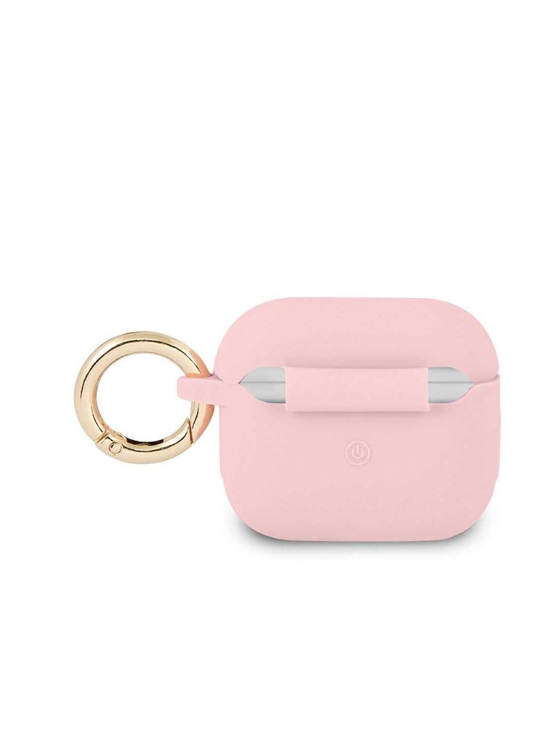 GUESS - Guess Airpods 3 Silicone Printed Script Logo With Ring Case, Scratch & Drop Resistant, Shock Absorption & Dustproof Protection - Light Pink - Image 1