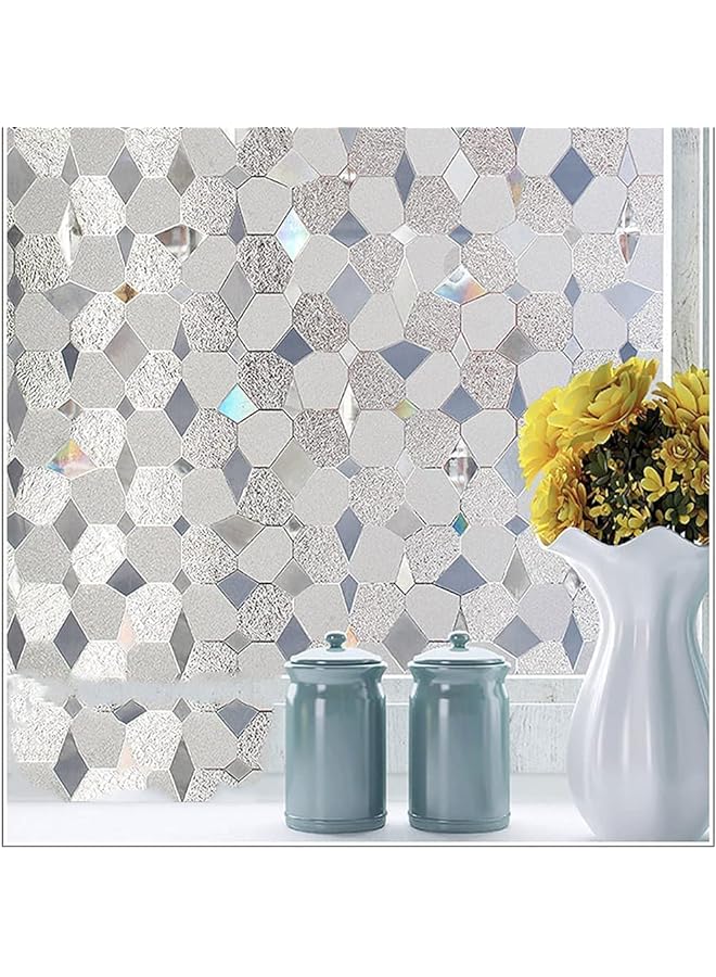 Zaboon Film Privacy, 3D No Glue Static Decorative Privacy Window Films for Glass, Frosted Window Film in The Bathroom, Balcony, Bathroom, Office, Hotel (45cm*200cm) - Image 1