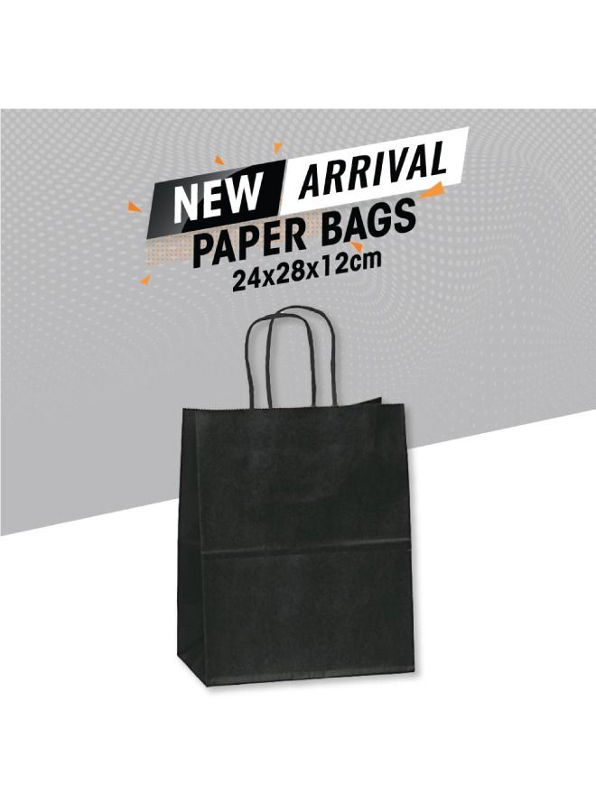 SNH Packing Kraft Paper Bag Black 24x28x12cm Twisted Handle Paper Party Bags Hen Party Bags Kraft Paper Bag Bride Birthday Gift Bag Wedding Celebrations Bags for Party Favour - 50 Pieces.  - Image 1