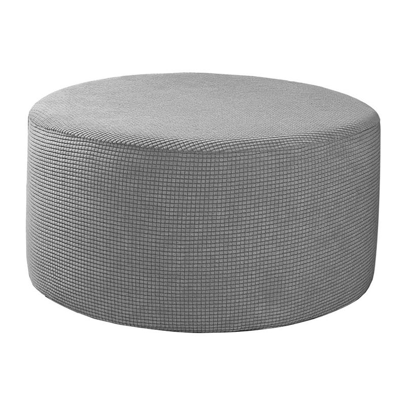 Baoblaze Ottoman Slipcovers Round Footrest Footstool Covers Stretch Fabric Storage Ottoman Covers High Spandex Slipcover Machine Washable Gray