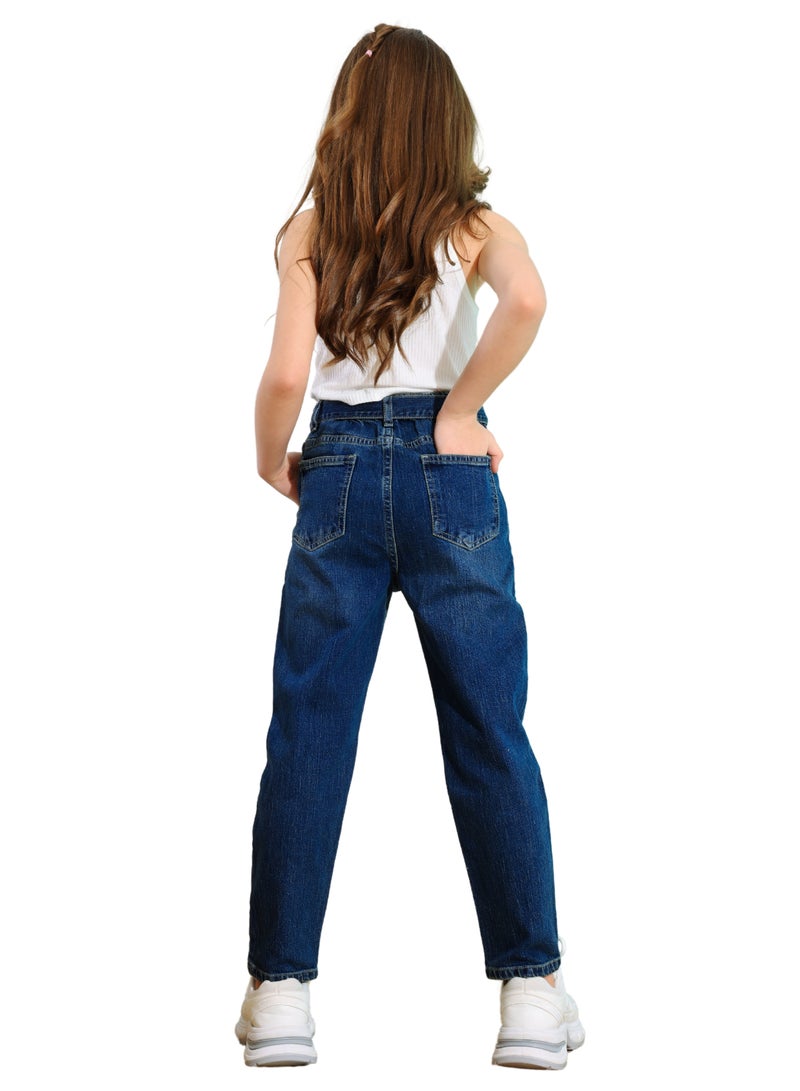 JBS DENIM Girls' navy blue slouchy jeans - Image 4
