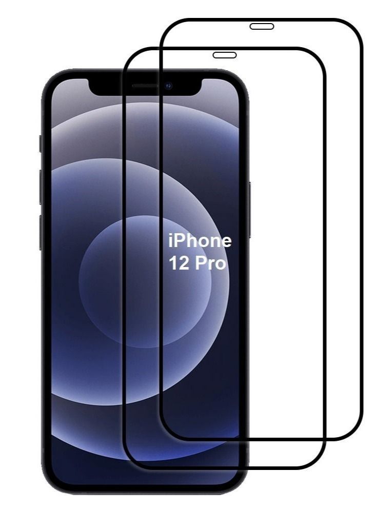 2 عبوة لهاتف iPhone 12 Pro واقي شاشة كريستالي شفاف 9H زجاج مقوى مقاوم للخدش تغطية كاملة 6.1 بوصة - Image 1