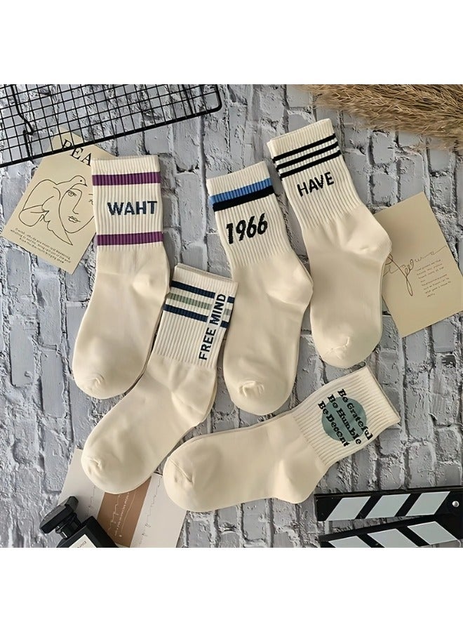 شيبشيب جوارب مرحة وفريدة للنساء، جوارب طاقم مخططة بطراز قديم، جوارب رياضية للساق، جوارب قطنية عادية للنساء - Image 3