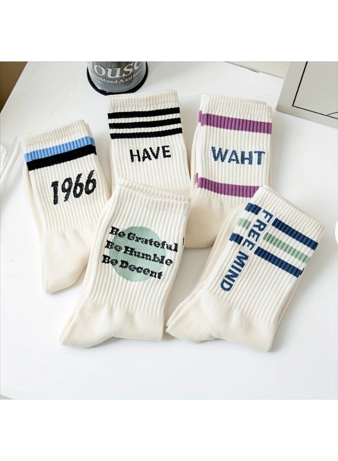 شيبشيب جوارب مرحة وفريدة للنساء، جوارب طاقم مخططة بطراز قديم، جوارب رياضية للساق، جوارب قطنية عادية للنساء - Image 2