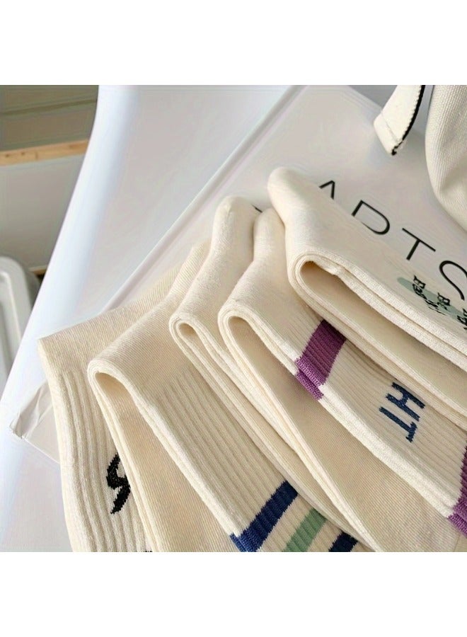 شيبشيب جوارب مرحة وفريدة للنساء، جوارب طاقم مخططة بطراز قديم، جوارب رياضية للساق، جوارب قطنية عادية للنساء - Image 4