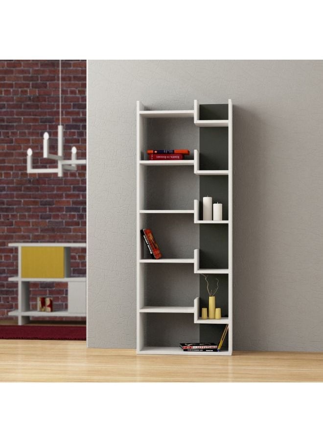 Mourah Oppa Bookcase - White/Dark Grey - 2 Years Warranty - pzsku/ZC5DBFFAF869C346F88BFZ/45/_/1646394128/5cb965d5-8bac-4648-8e5a-9b9e8aaee119