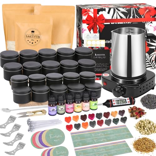 SAEUYVB Candle Making Kit, Candle Making Kit for Adults - DIY Starter Soy Candle Making Supplies-Including Soy Wax,Electric Stove,Melting Pot,Candle Wicks,Rich Scents,Stickers,Etc - Image 1