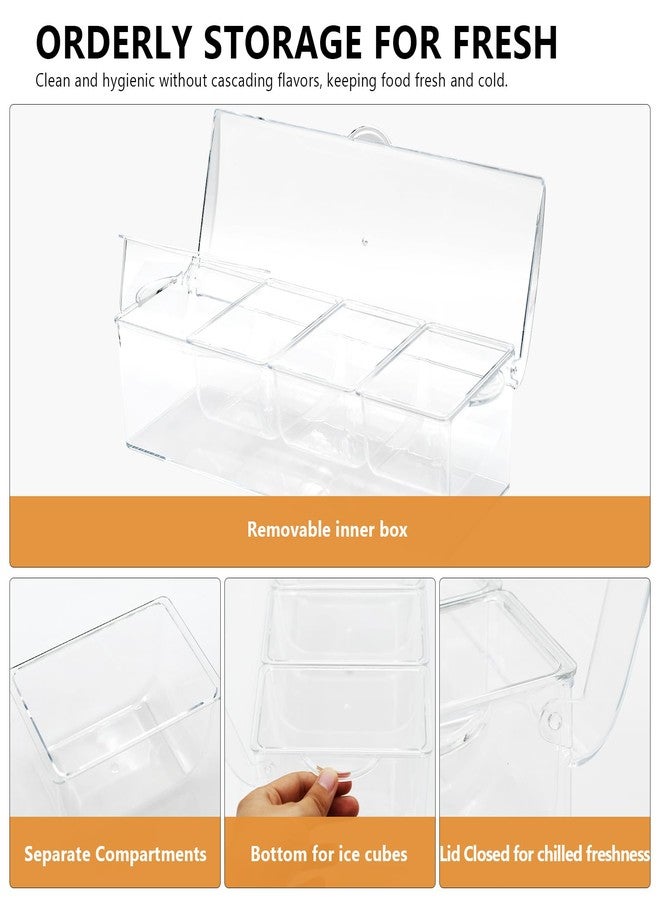 MFBJXC Condiment Tray, Garnish Tray for Bartenders, Fruit Tray for Bar & Bar Fruit Tray, Bar Caddy & Condiment Caddy, Garnish Serving Caddy for Home Bar, Parties & Bartending (4 Compartments) - Image 3