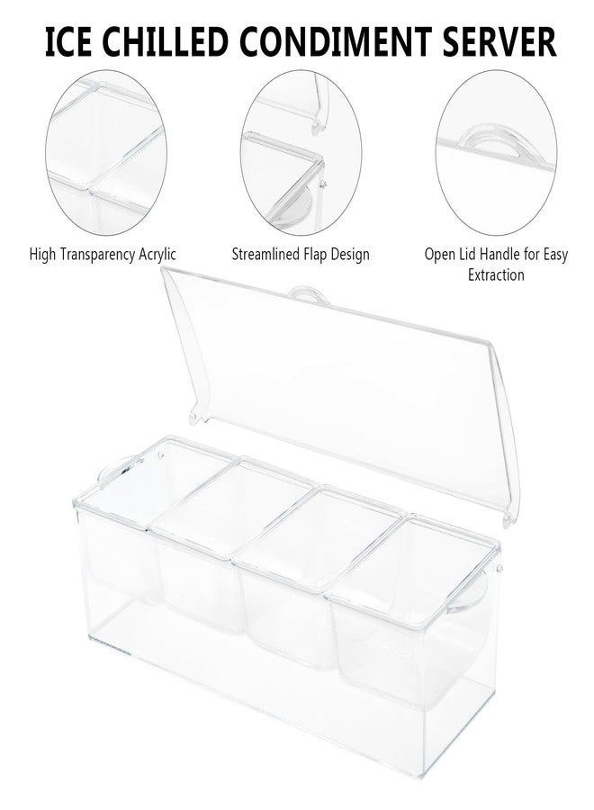 MFBJXC Condiment Tray, Garnish Tray for Bartenders, Fruit Tray for Bar & Bar Fruit Tray, Bar Caddy & Condiment Caddy, Garnish Serving Caddy for Home Bar, Parties & Bartending (4 Compartments) - Image 2