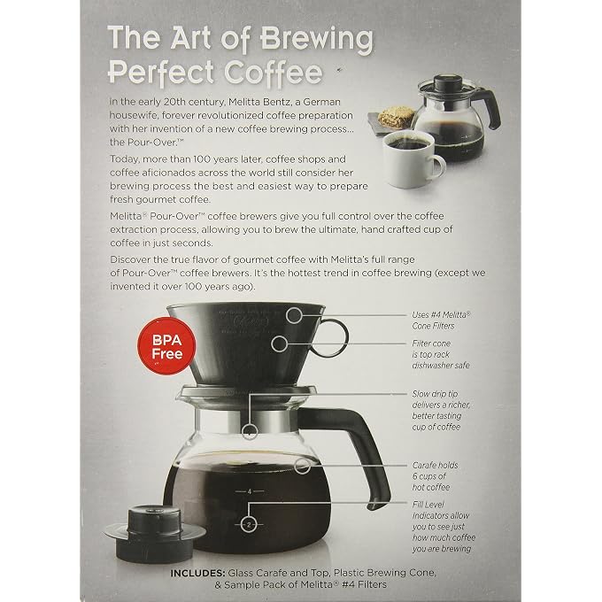 Melitta 36 oz. Pour Over Coffee Brewer, Black - Image 3