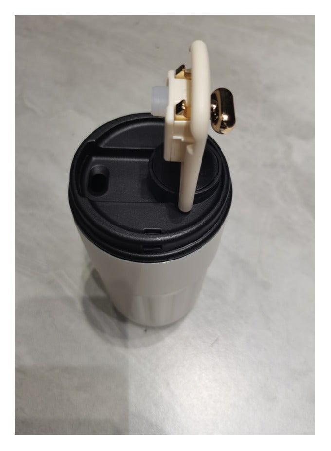 460ml Insulated Travel Coffee Mug Vacuum Flasks Car Mug with Temperature Display, 316 Stainless Steel Vacuum Coffee Cup, Leakproof Tumbler Thermal Mug, White Black